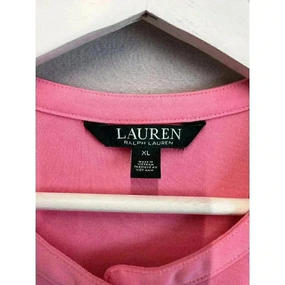 Lauren by Ralph Lauren Long Sleeve Quarter‎ Button-Down Shirt Pink size XL - Picture 3 of 7